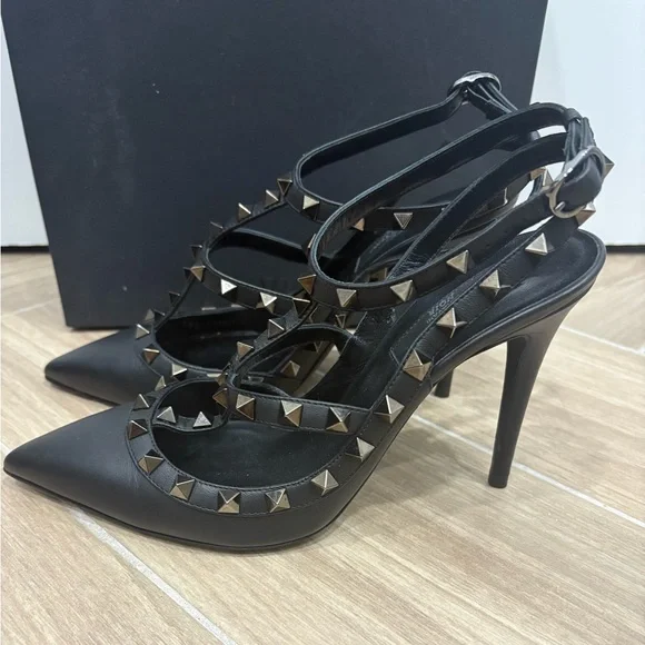 Valentino Garavani Noir 100MM Rockstud Slingback - Picture 3 of 16